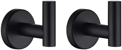 Sturdy 304 Stainless Steel Bathroom Towel Hook Pair Black