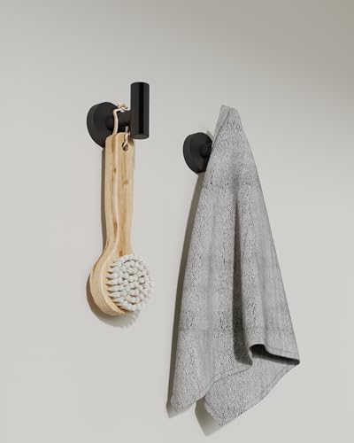 Black 2-Piece Bathroom Towel Hook Set 304 Stainless Steel Durable Wall-Mounted