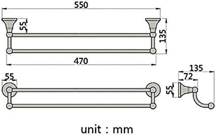 Double Towel Bar Black Brushed Chrome Wall Mounted Towel Rail