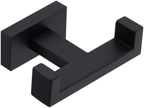 Suyar Matte Black Double Towel Hook SUS 304 Stainless Steel Solid Towel Organizer