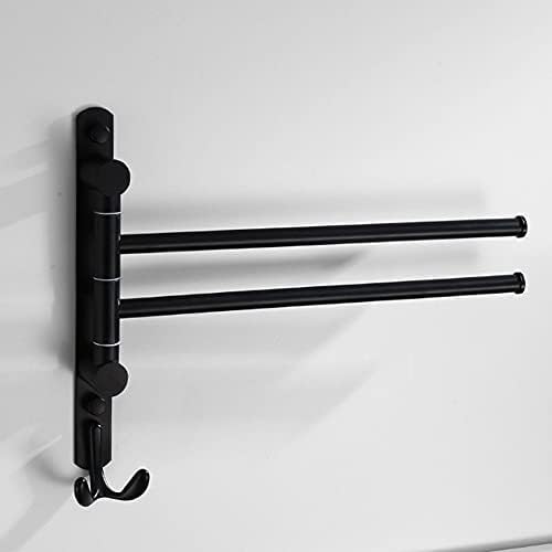 Wall-Mounted Black Towel Rail with Swivel Bars for Bathroom