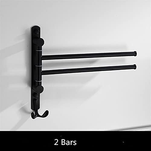 Wall-Mounted Black Towel Rail with Swivel Bars for Bathroom