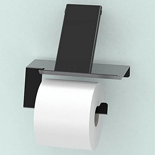 Sturdy Matte Black Toilet Paper Holder with Phone Shelf forrells Essentials