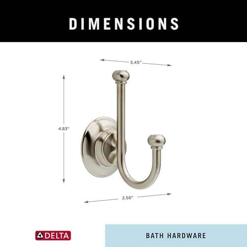 SpotShield Brushed Nickel Towel Hook Double J 1-Pack