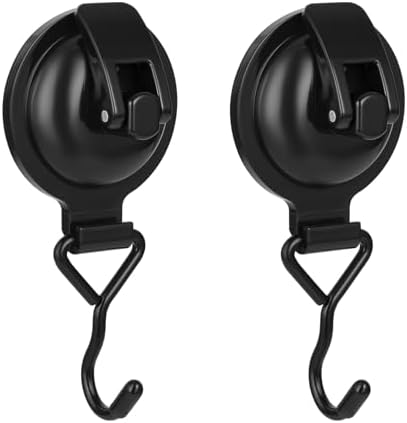 Heavy Duty Vacuum Suction Bowl Holder 2-Pack Reusable Towel Kitchen Hook Black