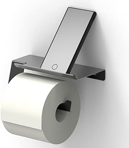 Sturdy Matte Black Toilet Paper Holder with Phone Shelf forrells Essentials