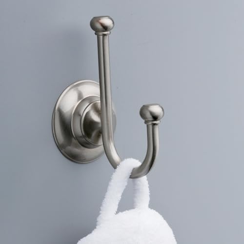 SpotShield Brushed Nickel Towel Hook Double J 1-Pack