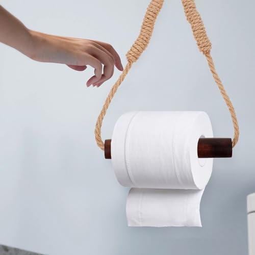 LOGOFUN Bohemian Toilet Roll Holder Rustic Wall Mount for Bathroom Beyond
