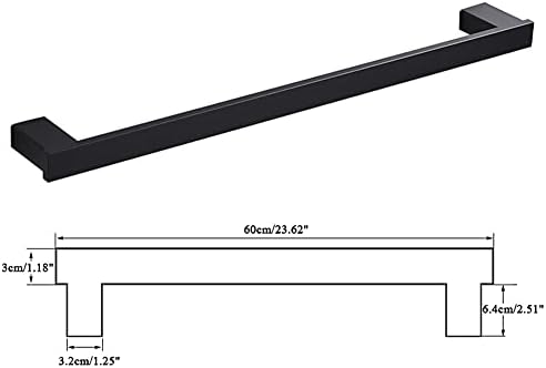 Smooth Towel Rail Black Bathroom Hardware for Wall-mounted Towel Holder