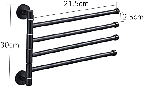 Black Towel Rail for Bathroom 4-Layer Wall-Mounted Towel Holder