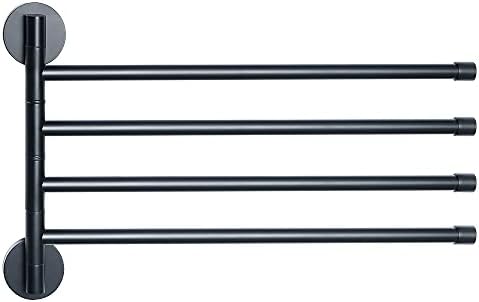 Wall-Mounted 4-Arm Towel Rail Stainless Steel Matte Black Hermione Store