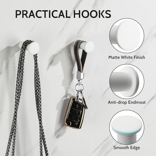 Coat Hooks Wall-Mounted Matte White