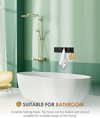 2 Pack Waterproof Black Towel Hooks Modern Bathroom Kitchen Towel Holder