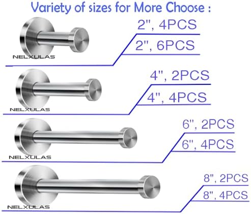 8-Inch Stainless Steel Bath Towel Holder 4-Pack