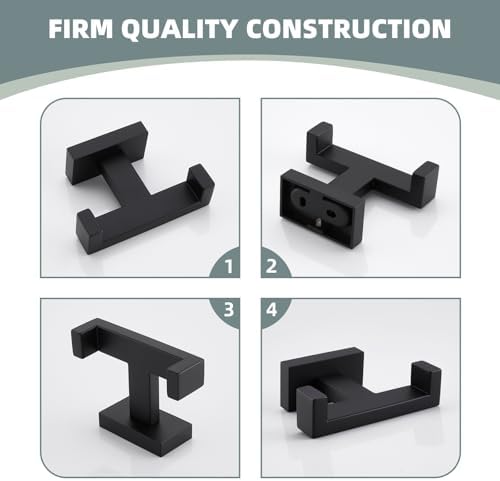 Suyar Matte Black Double Towel Hook SUS 304 Stainless Steel Solid Towel Organizer