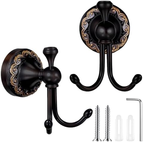 Double Oil-Rubbed Bronze Towel Hook Set