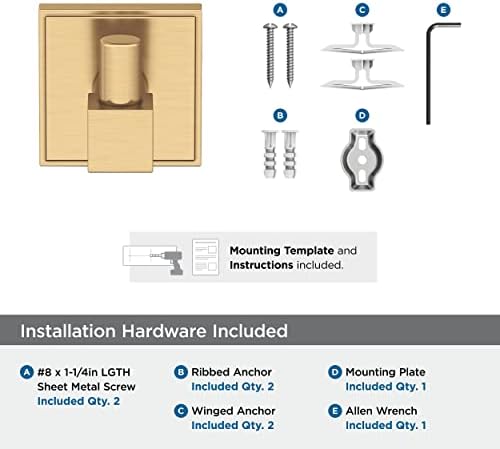 Amerock BH36070CZ Champagne Bronze Single Robe Hook Towel Holder for Bathroom