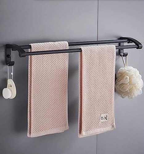 Bath Towel Holder Rack Durable Aluminum Alloy Black