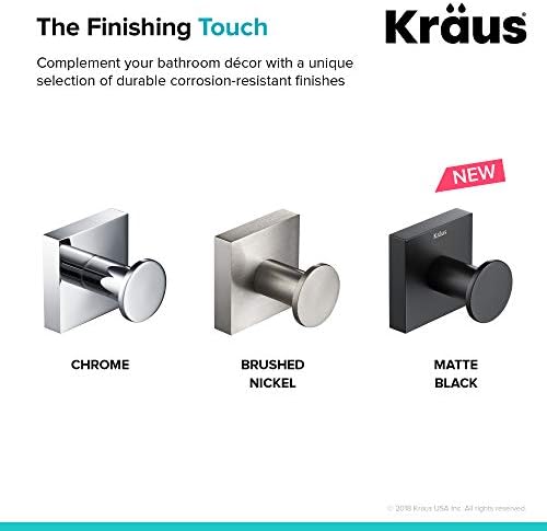Kraus Ventus Bathroom Robe Towel Hook Brushed Nickel Finish