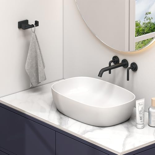 Suyar Matte Black Double Towel Hook SUS 304 Stainless Steel Solid Towel Organizer