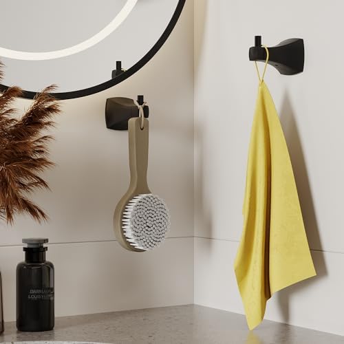 Matte Black 2-Pack Robe Towel Hook Durable Wall-Mounted Bathroom Kitchen Essential