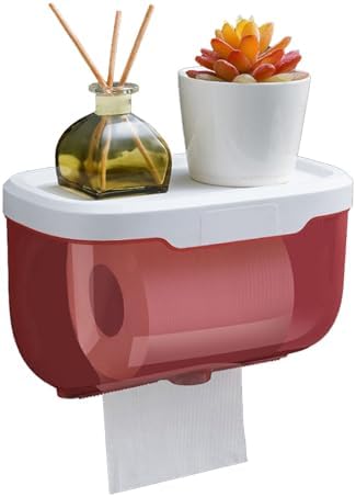 Gsycle Waterproof Wall Toilet Paper Holder with Cover Pink