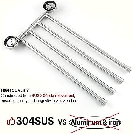 Wall-Mounted 4-Arm Towel Rail Stainless Steel Matte Black Hermione Store