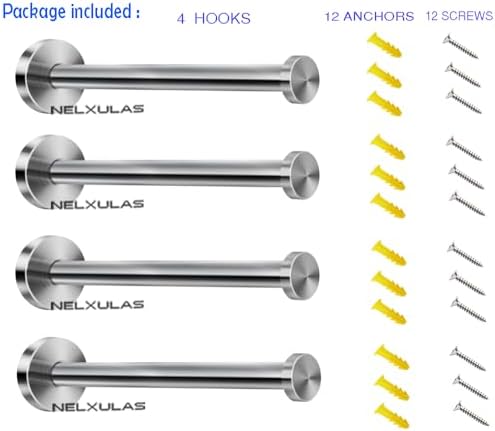 8-Inch Stainless Steel Bath Towel Holder 4-Pack