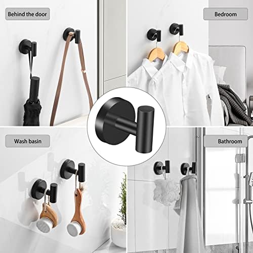 Matte Black Towel Hook Set for Bathroom Robe Kitchen Garage
