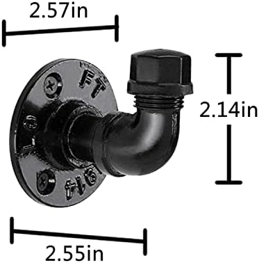 Pynsseu 6-Piece Industrial Pipe Hooks Matte Black