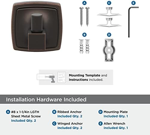 Amerock BH36090ORB Robe Hook Oil Rubbed Bronze Matching Stature Easy Install