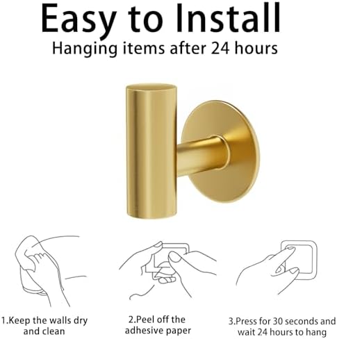 Kruodop Adhesive Towel Robe Hooks 4-Piece Set Stainless Steel