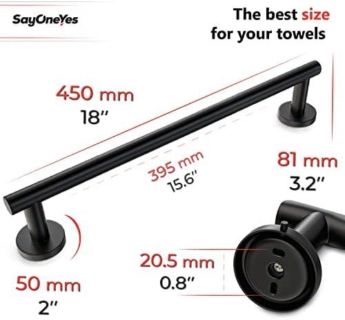 SAYONEYES Matte Black Towel Bar 18 Inch