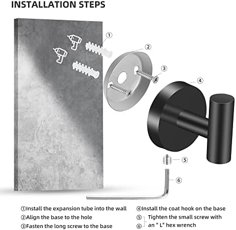 Matte Black Towel Hook Set for Bathroom Robe Kitchen Garage