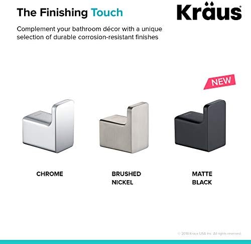 Kraus Stelios Bathroom Robe and Towel Hook Stunning Modern DesignMatte Black Finish
