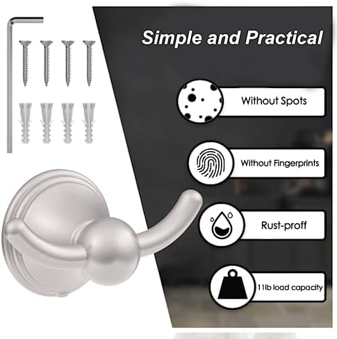 Asidrama Durable Towel Hooks Set - 2-Piece for Bathroom Kitchen