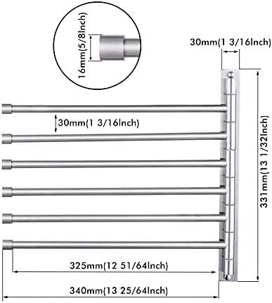 6-Bar Swivel Towel Hanger Rust-Resistant Space-Saving