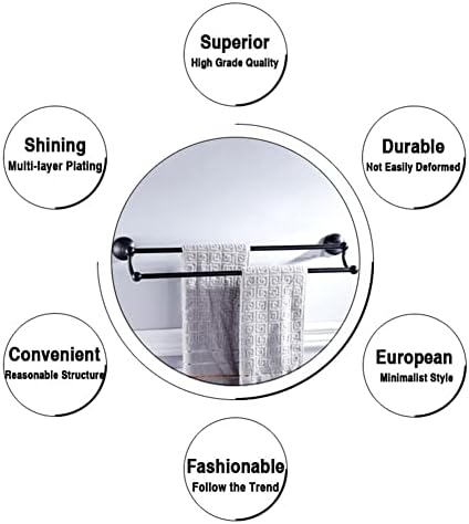 Double Towel Bar Black Brushed Chrome Wall Mounted Towel Rail