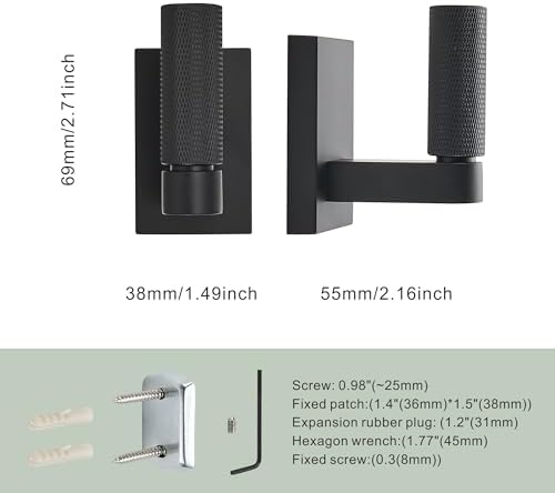 TUNNY 3-Pack Bathroom Bedroom Robe Hooks Elegant Matte Black Design