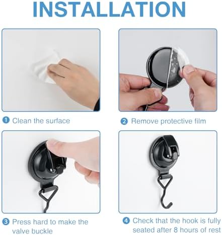 Heavy Duty Vacuum Suction Bowl Holder 2-Pack Reusable Towel Kitchen Hook Black