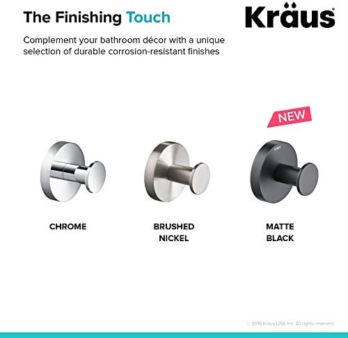 Kraus Elie Bathroom Robe Towel Hook Brushed Nickel Heavy Duty