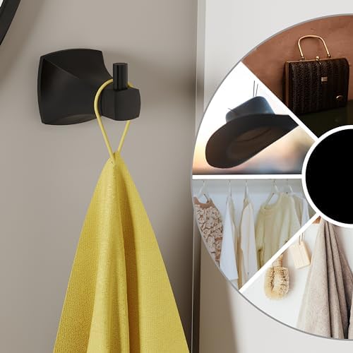 Matte Black 2-Pack Robe Towel Hook Durable Wall-Mounted Bathroom Kitchen Essential