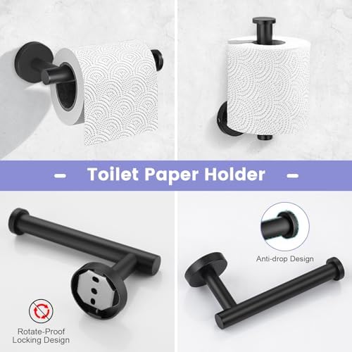 YACVCL 4-Piece Towel Bar Set Black Stainless Steel Wall-Mounted Bathroom Hardware