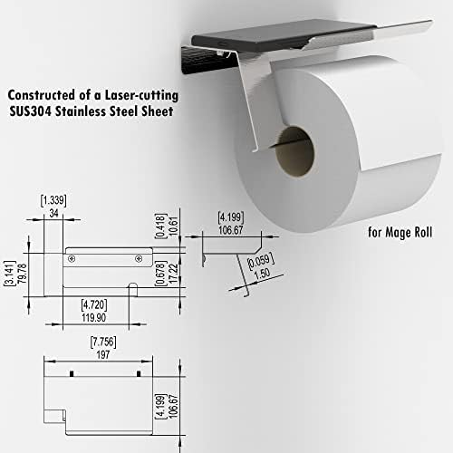 Sturdy Matte Black Toilet Paper Holder with Phone Shelf forrells Essentials