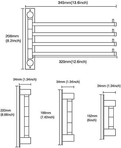 Stainless Steel Towel Rail Wall-Mounted Swivel Towel Bar