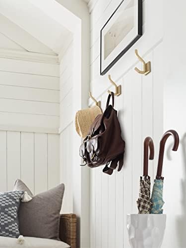 Champagne Bronze Double-Pronged Wall Hook for Coats Backpacks