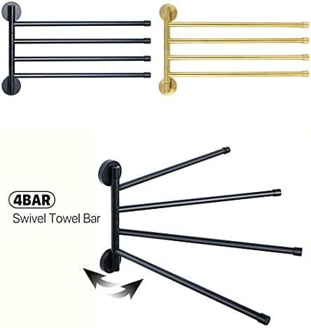 Wall-Mounted 4-Arm Towel Rail Stainless Steel Matte Black Hermione Store
