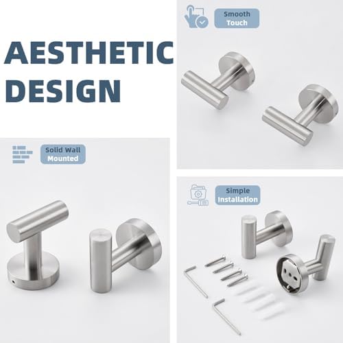 Sturdy 304 STEEL towel hook pair