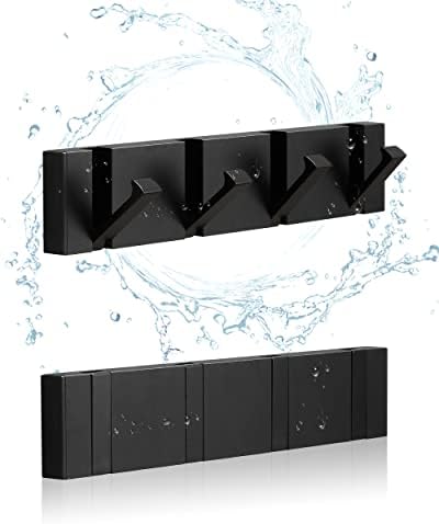 2-Piece Black Bathroom Robe Towel Hooks Waterproof Durable