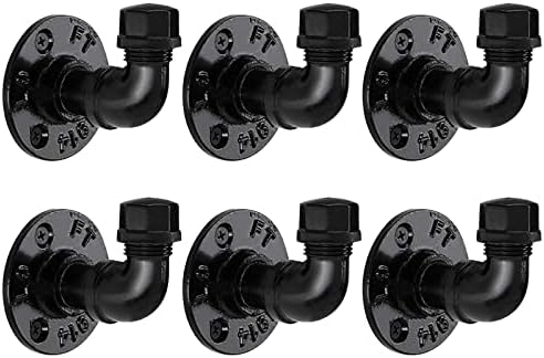 Pynsseu 6-Piece Industrial Pipe Hooks Matte Black